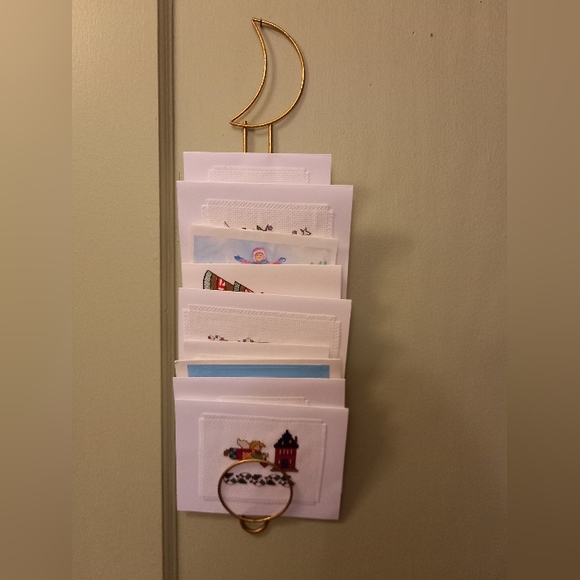 Vintage Gold Wire Christmas Holiday Card Holder MCM Retro - Picture 3 of 3